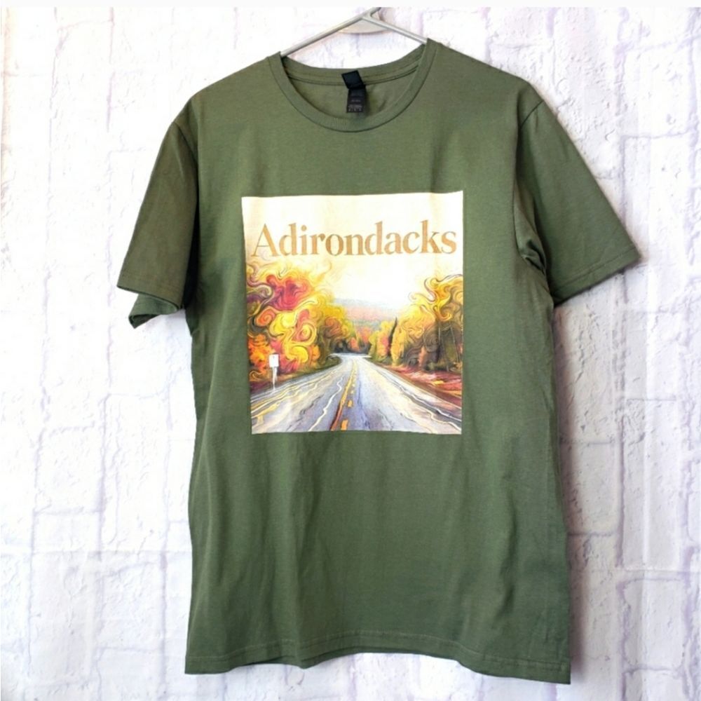ADIRONDACKS Gildan Graphic Tee Army Green Unisex Medium